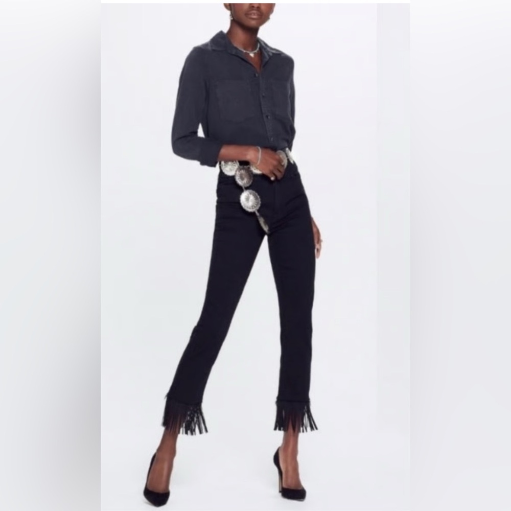 MOTHER The High Waisted Rascal Crop Fray The Whip EUC Size 25